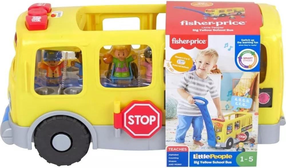Fisher-Price Little People Toddler Big Yellow Bus Musical Pull-Along Vehicle NWT